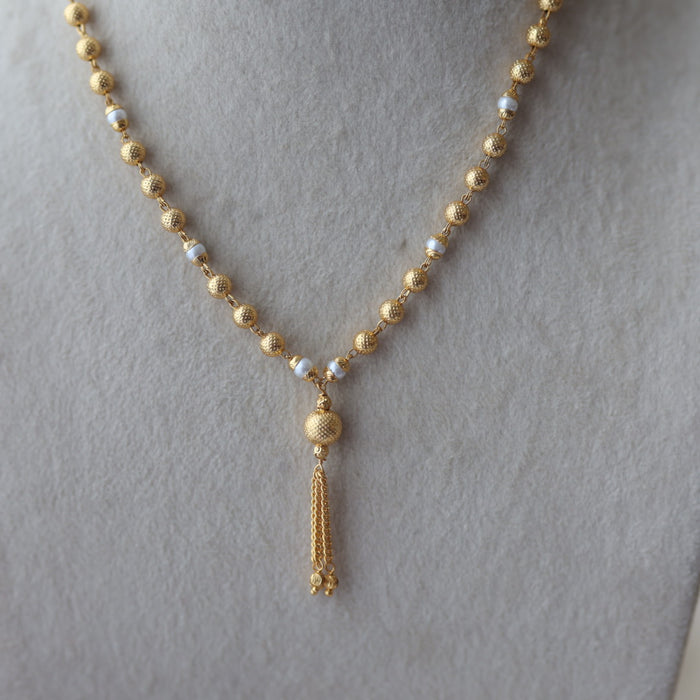 Heritage gold plated pearl short necklace H12003