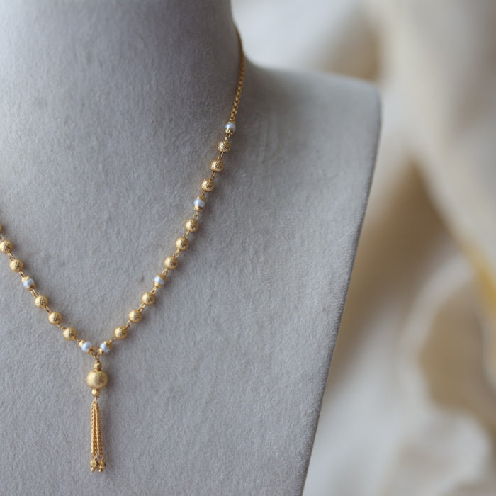 Heritage gold plated pearl short necklace H12003