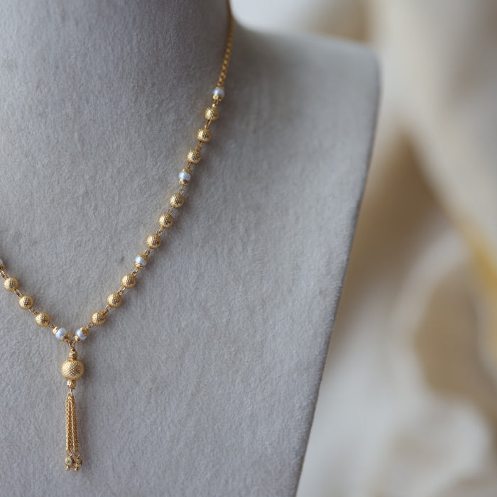 Heritage gold plated pearl short necklace H12003