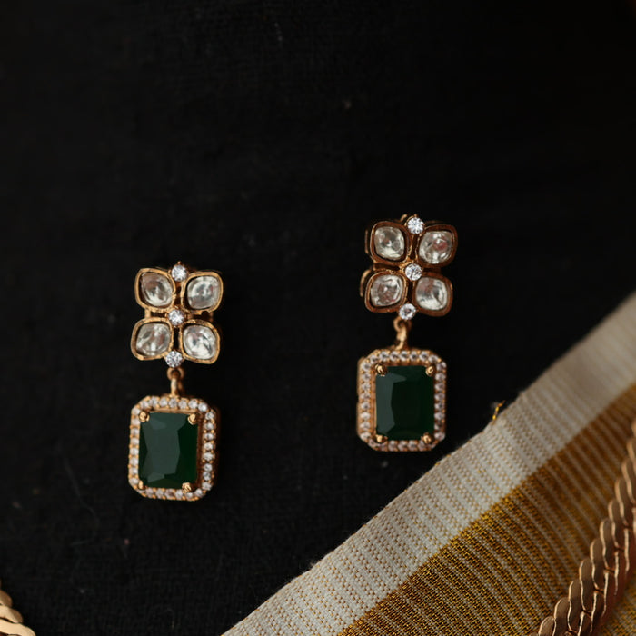Minimal kundan short necklace with earrings MS107