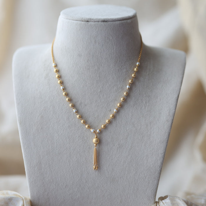 Heritage gold plated pearl short necklace H12003