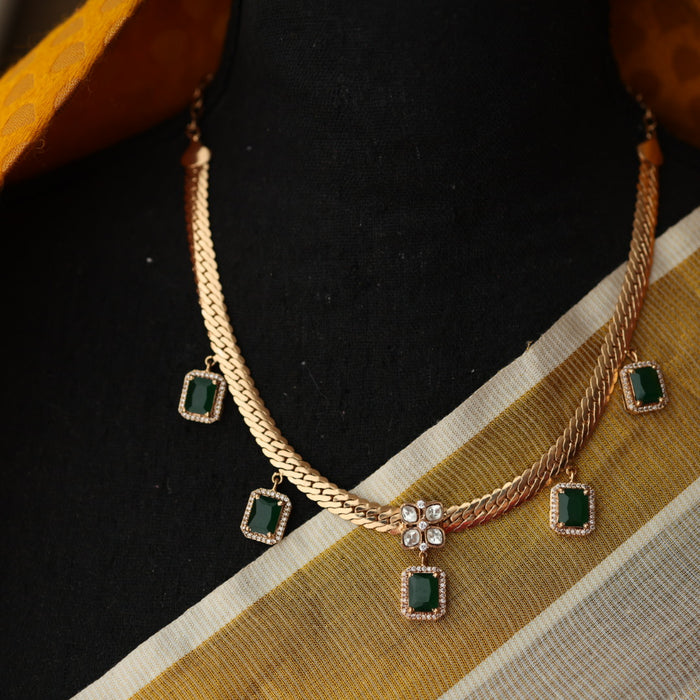 Minimal kundan short necklace with earrings MS107