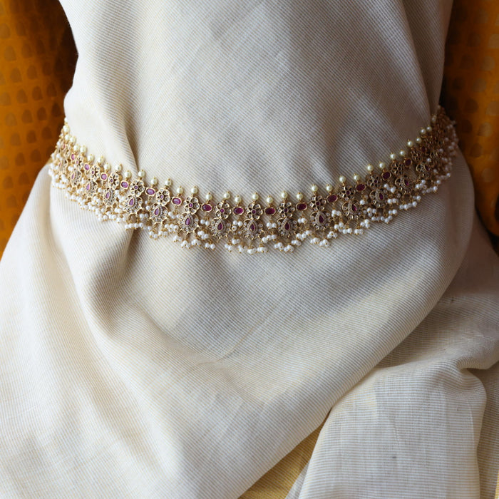 Antique gold and pearl floral design waistchain AW4992