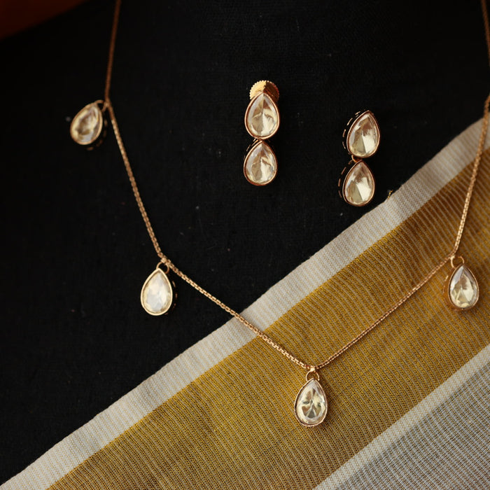 Minimal kundan short necklace with earrings MS108