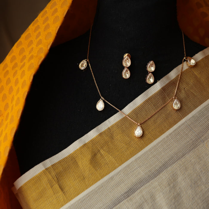 Minimal kundan short necklace with earrings MS108