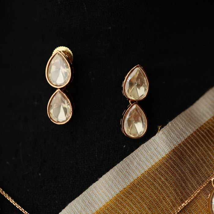 Minimal kundan short necklace with earrings MS108