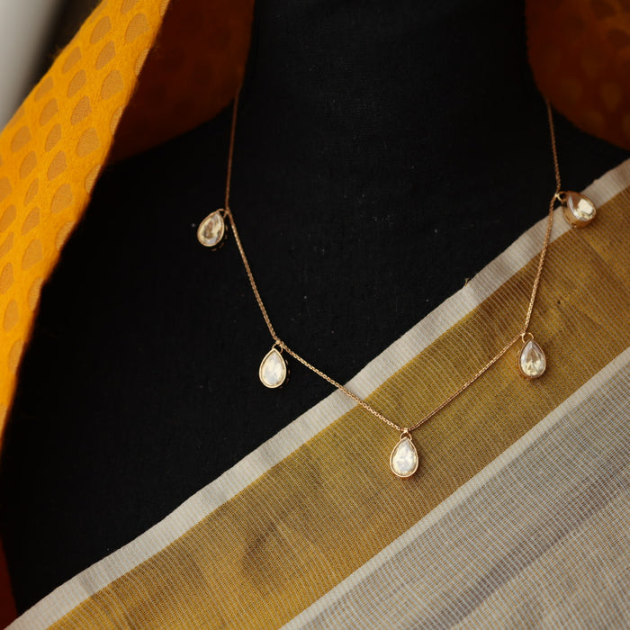 Minimal kundan short necklace with earrings MS108