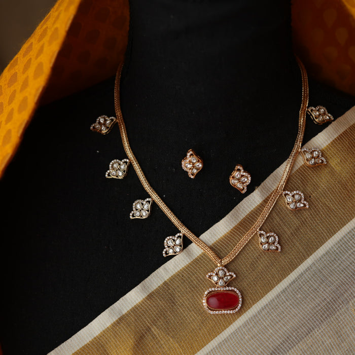 Minimal kundan layer necklace with earrings MS109