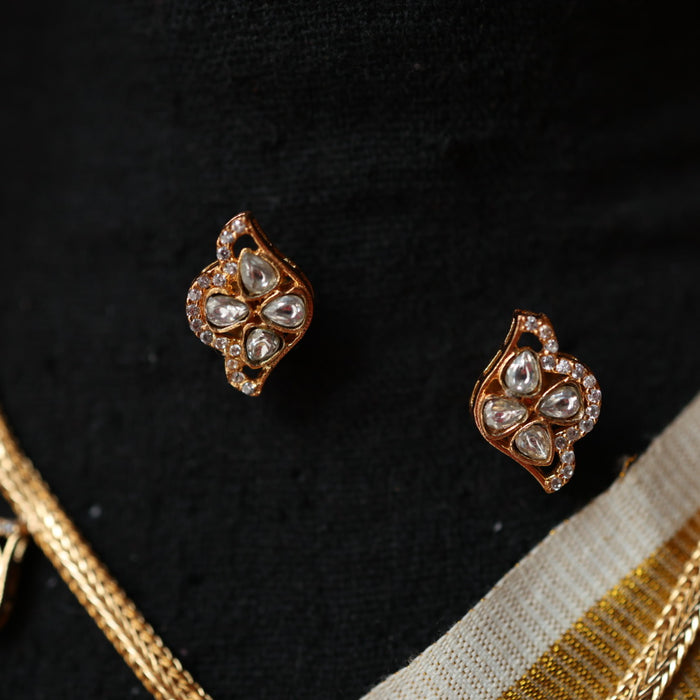 Minimal kundan layer necklace with earrings MS109