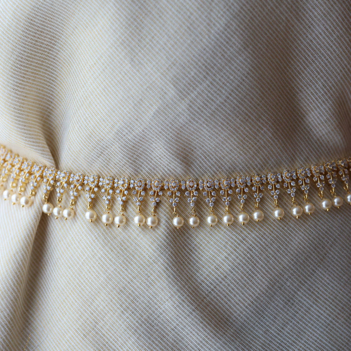 Heritage gold plated white stone and pearl waistchain HW3456
