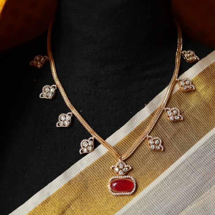 Minimal kundan layer necklace with earrings MS109