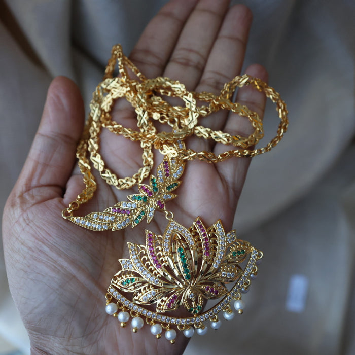 Heritage gold plated padakam long necklace HP5238