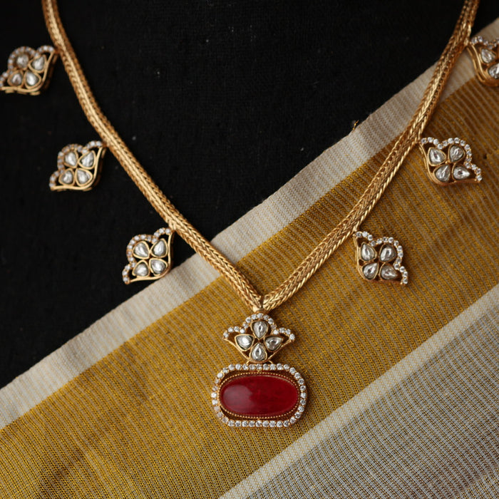 Minimal kundan layer necklace with earrings MS109