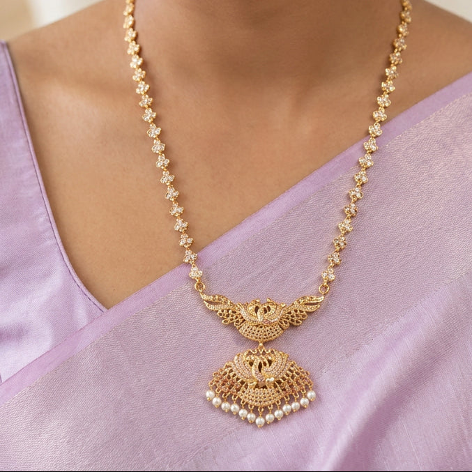Heritage gold plated padakam long necklace HP0889