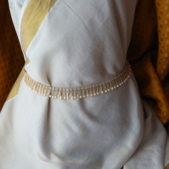 Heritage gold plated white stone and pearl waistchain HW3456