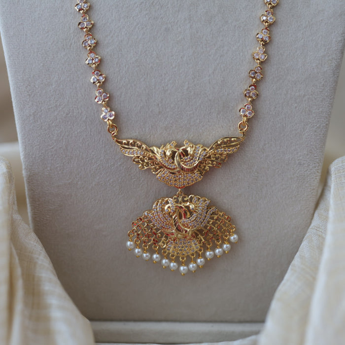 Heritage gold plated padakam long necklace HP0889