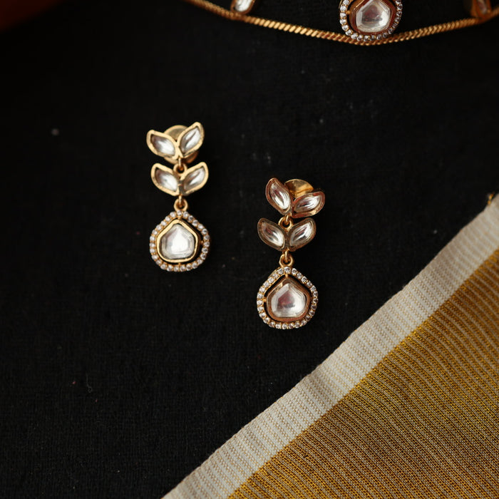 Minimal kundan layer necklace with earrings MS109