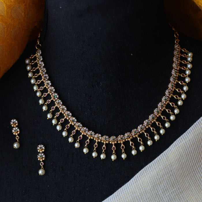 Antique simple short necklace with earrings TTS40091