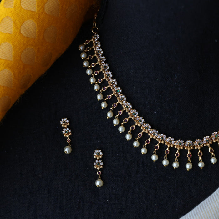 Antique simple short necklace with earrings TTS40091