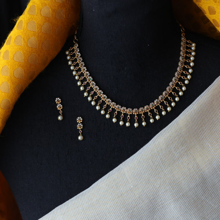 Antique simple short necklace with earrings TTS40091