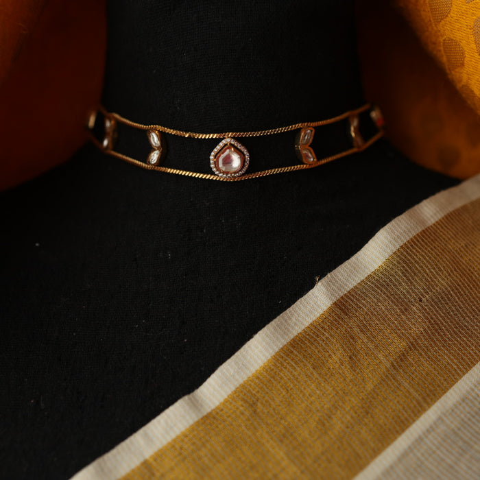 Minimal kundan choker necklace with earrings MS1055