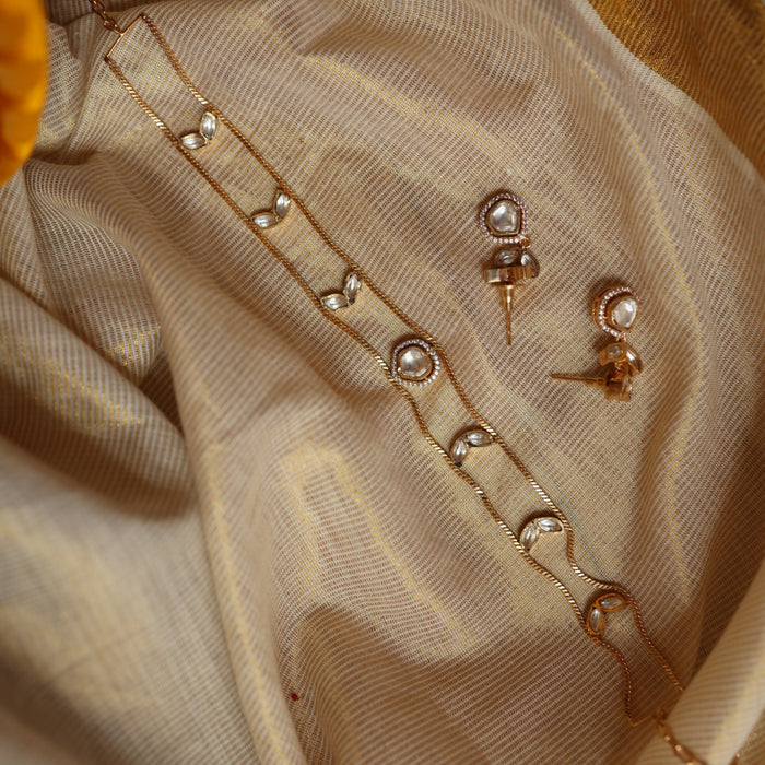 Minimal kundan choker necklace with earrings MS1055