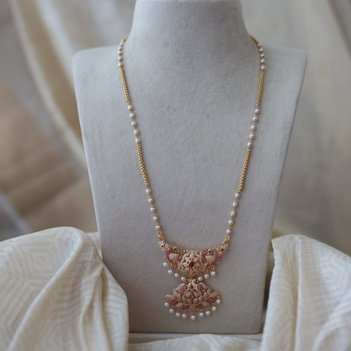 Heritage gold plated padakam long necklace HP876