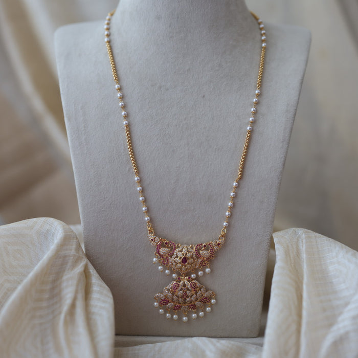 Heritage gold plated padakam long necklace HP876