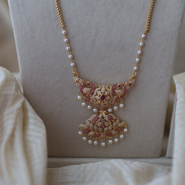 Heritage gold plated padakam long necklace HP876