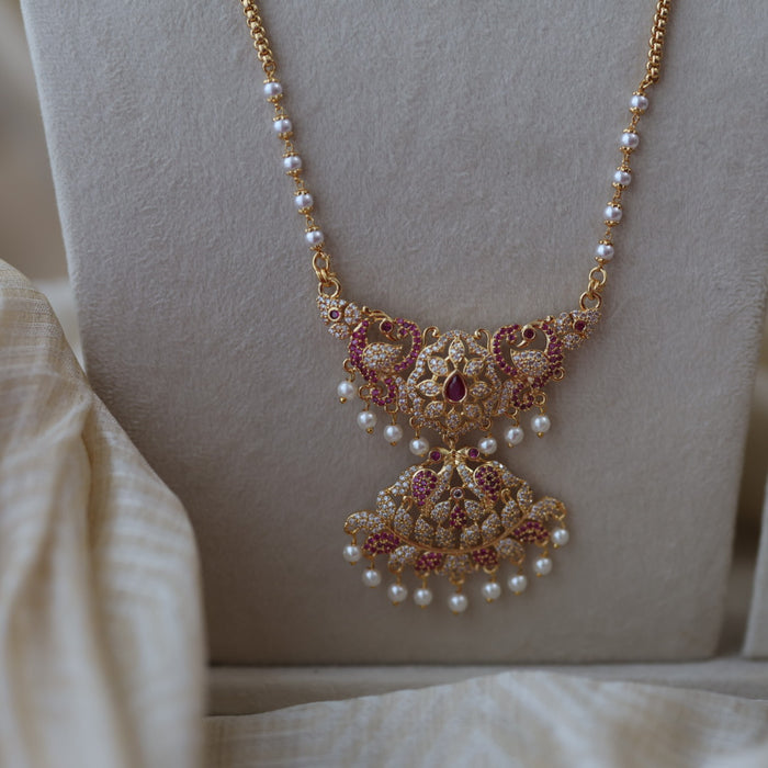 Heritage gold plated padakam long necklace HP876
