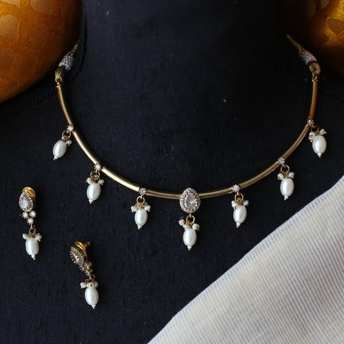 Antique simple short necklace with earrings TTS40903
