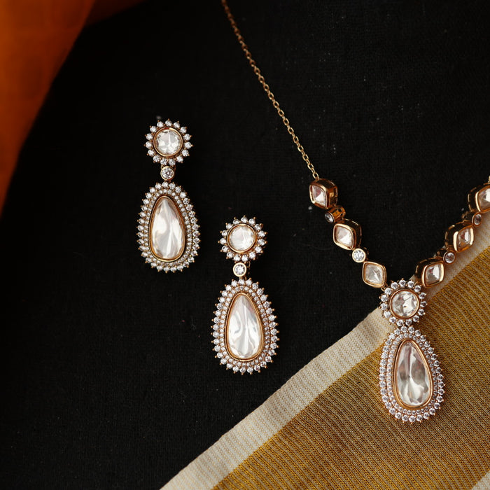 Minimal kundan short necklace with earrings MS111