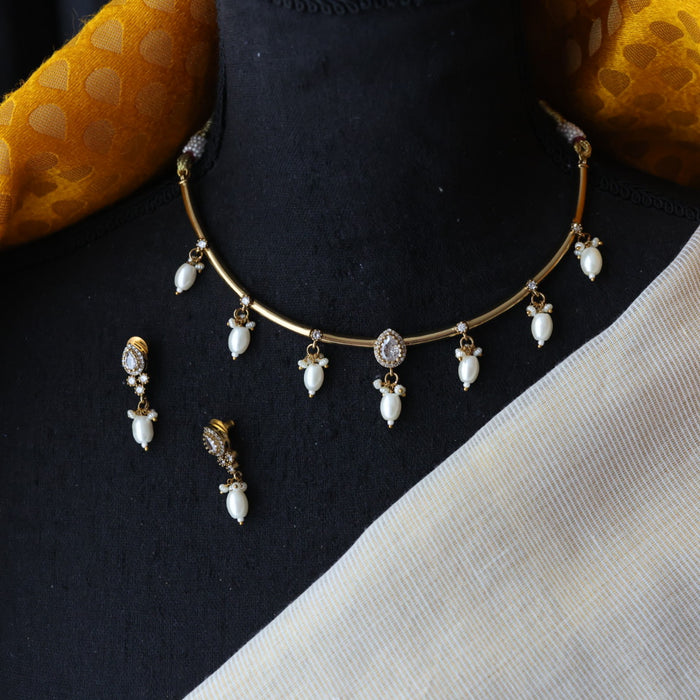 Antique simple short necklace with earrings TTS40903