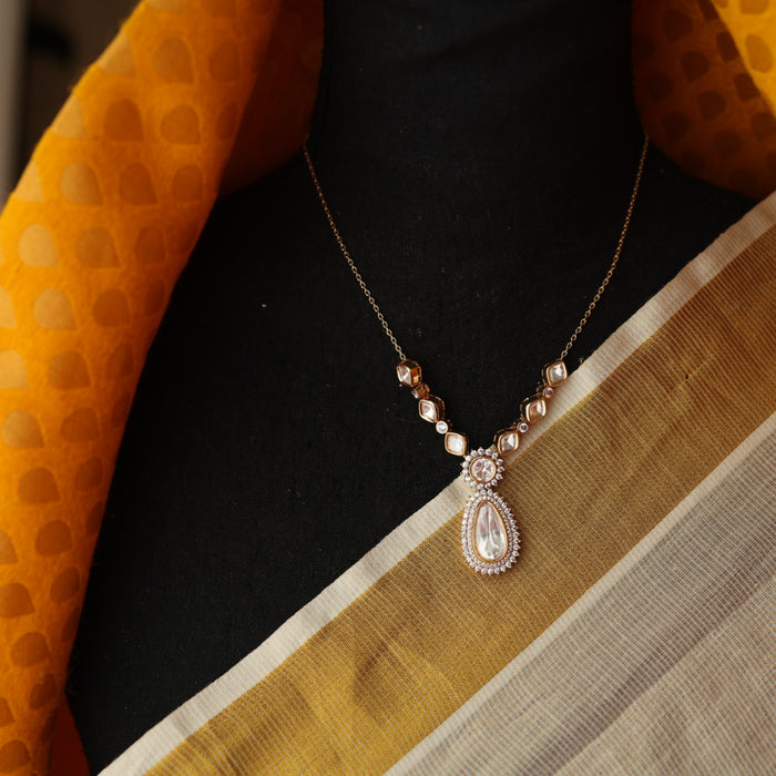 Minimal kundan short necklace with earrings MS111