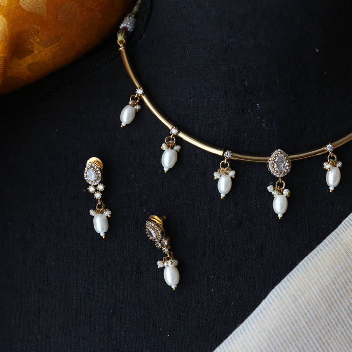 Antique simple short necklace with earrings TTS40903