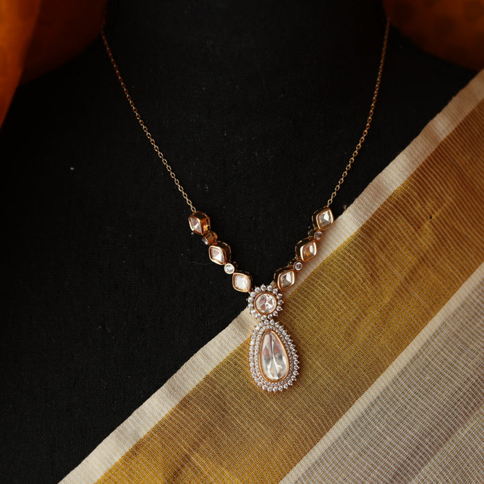 Minimal kundan short necklace with earrings MS111