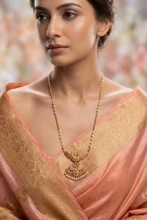 Heritage gold plated padakam long necklace HP0432