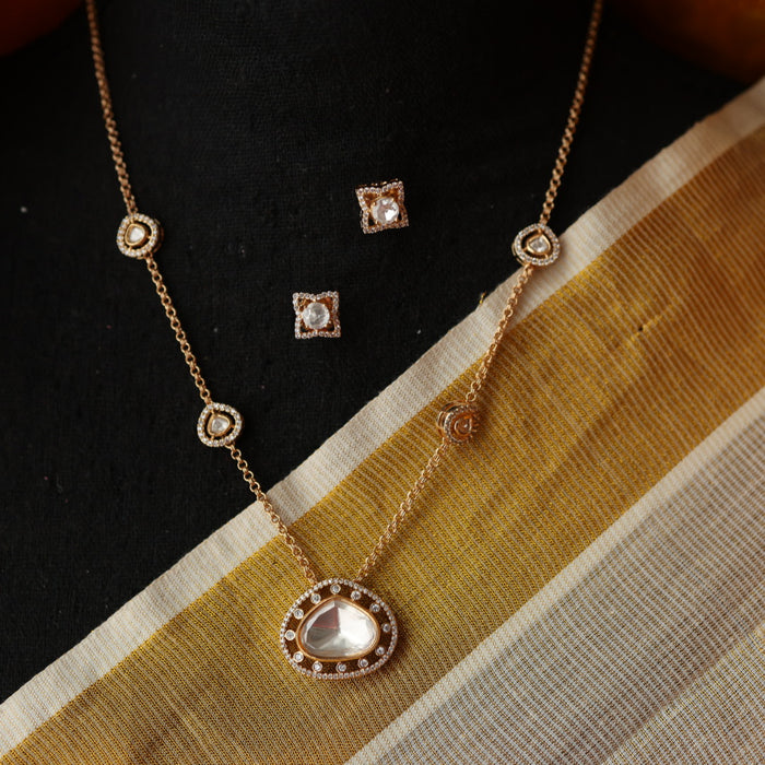Minimal kundan necklace with earrings MS112