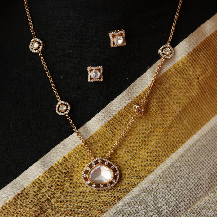 Minimal kundan necklace with earrings MS112