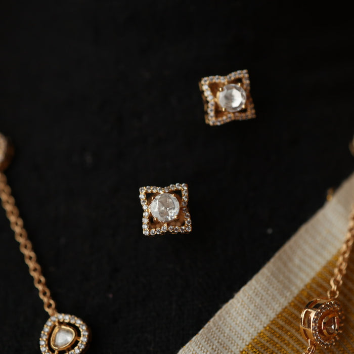 Minimal kundan necklace with earrings MS112