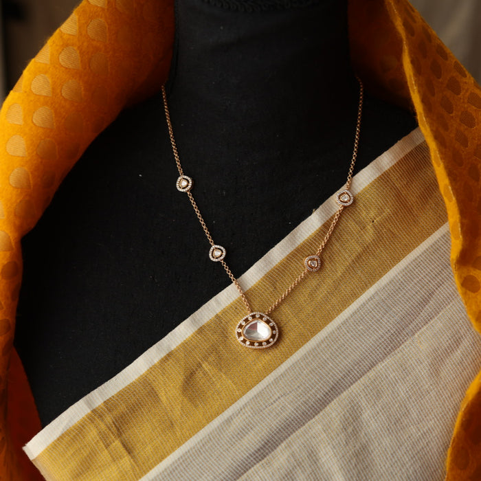 Minimal kundan necklace with earrings MS112