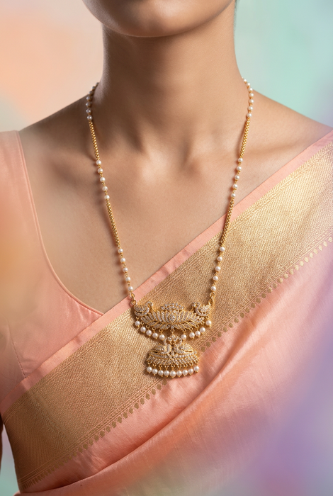Heritage gold plated padakam long necklace HP589