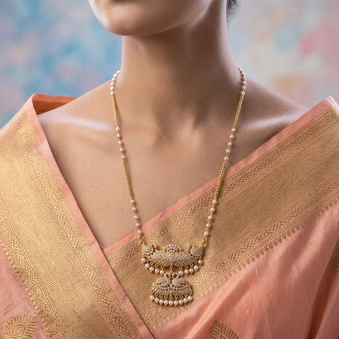Heritage gold plated padakam long necklace HP589