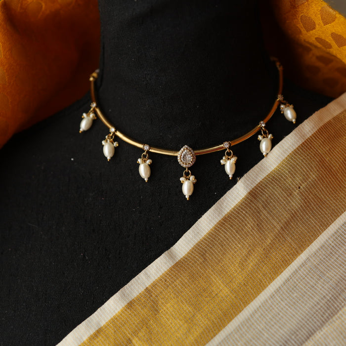 Minimal kundan choker necklace with earrings MS113