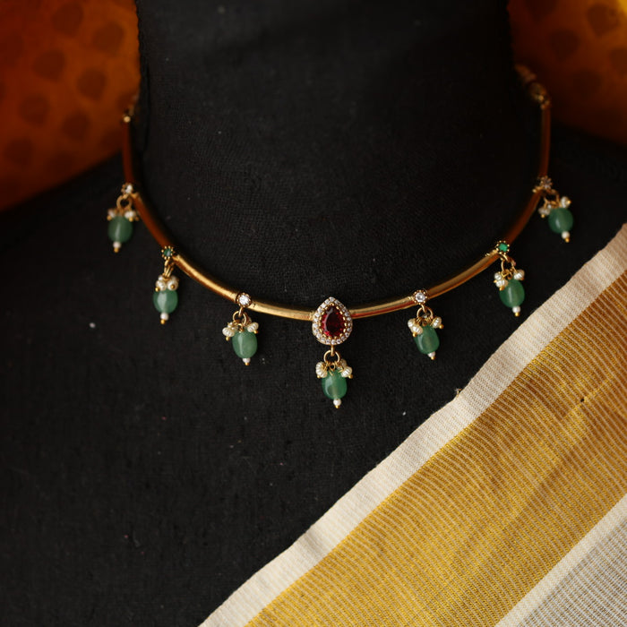 Minimal kundan choker necklace with earrings MS113