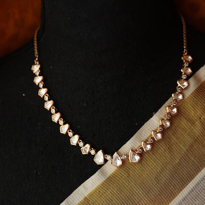 Minimal kundan short necklace with earrings MS1031