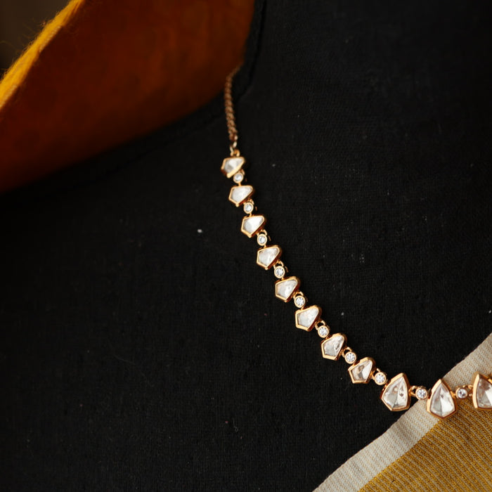 Minimal kundan short necklace with earrings MS1031
