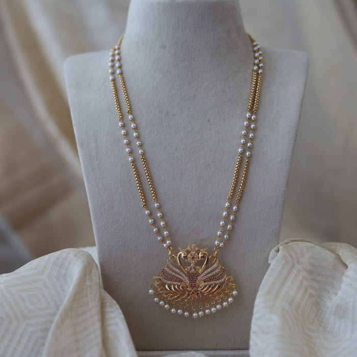 Heritage gold plated padakam long necklace HP786