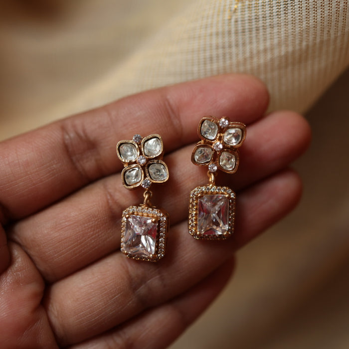 Minimal kundan short necklace with earrings MS119