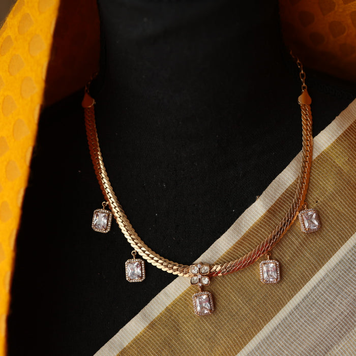 Minimal kundan short necklace with earrings MS119